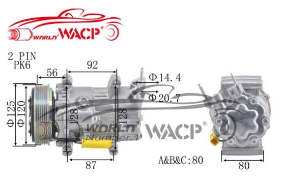 Peugeot パートナー1007 1608881380 WXPG008のための自動車エアコン圧縮機