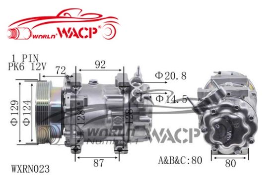 ルノー・ダスター・クリオ・メガーヌ・日産用 12V 6PK SD7V16 カーエアコンコンプレッサー WXRN023