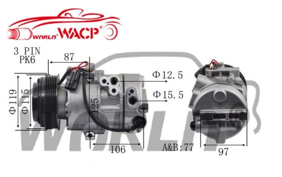 ACP1550000S 車用ACコンプレッサー キアK3 スポーツ用DW16 6PK WXKA025