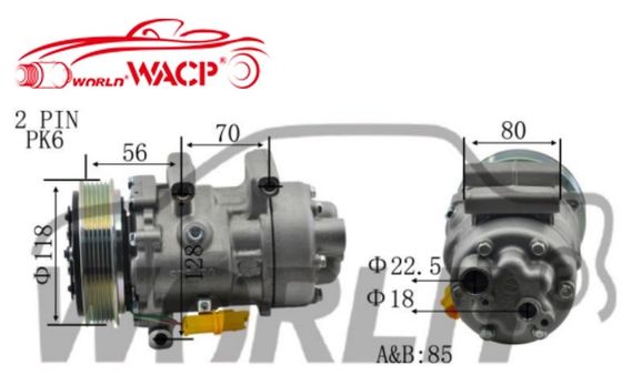 1444 6V12 6PK 自動車コンプレッサー 自動車エアコン 12V Peugeot307 1.6 WXPG044