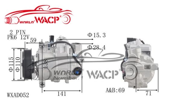 6SEU 車用ACコンプレッサー 8K0260805J 2483001600 Audi A4/A5/A6/Q5 2003-2017 WXAD052向け