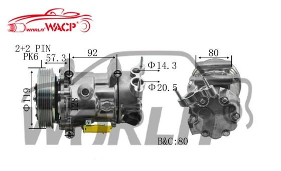 オーケストラ600.082 車用エア・C コンプレッサー SD6C12 CITROEN C4 C4 LOUNGE アダプタション ペイジョート 307/208 WXPG009
