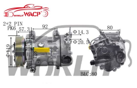 1309 Peugeot407 3008 4008 WXPG017用の自動車エアコンコンプレッサー